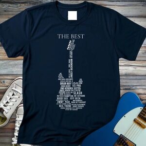 The Best Guitarists Of All Time Typography Music Band T-shirt Navy